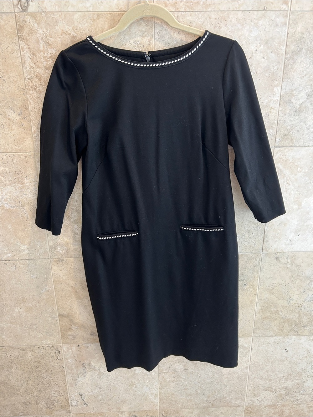 Talbots Black Sheath Dress with Contrast Trim